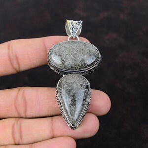 Stingray Coral Pendant: Vintage 925 Sterling Silver Handmade Jewelry