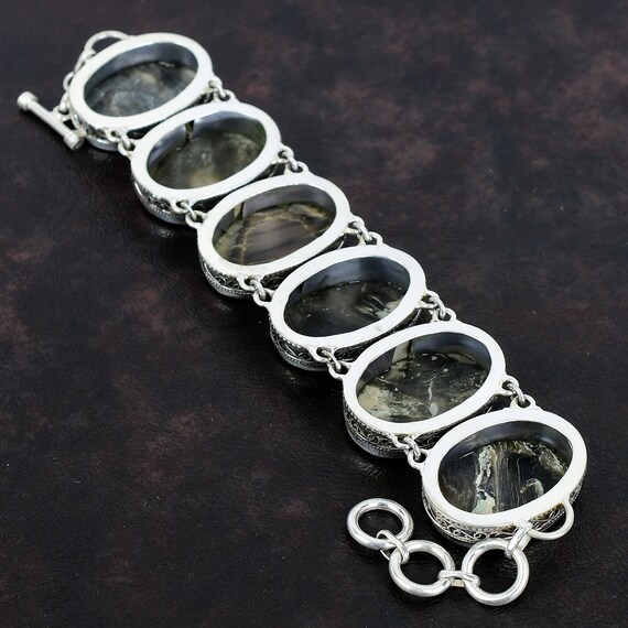 Handmade Mother of Pearl Bracelet: Vintage 925 Sterling Silver