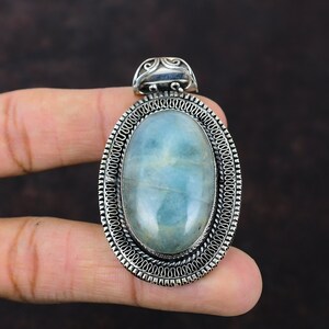 Aquamarine Pendant Vintage Pendant Gemstone Jewelry 925 Sterling Silver Pendant Amazing Pendant Handmade Latest Design Jewelry Gift For Mom