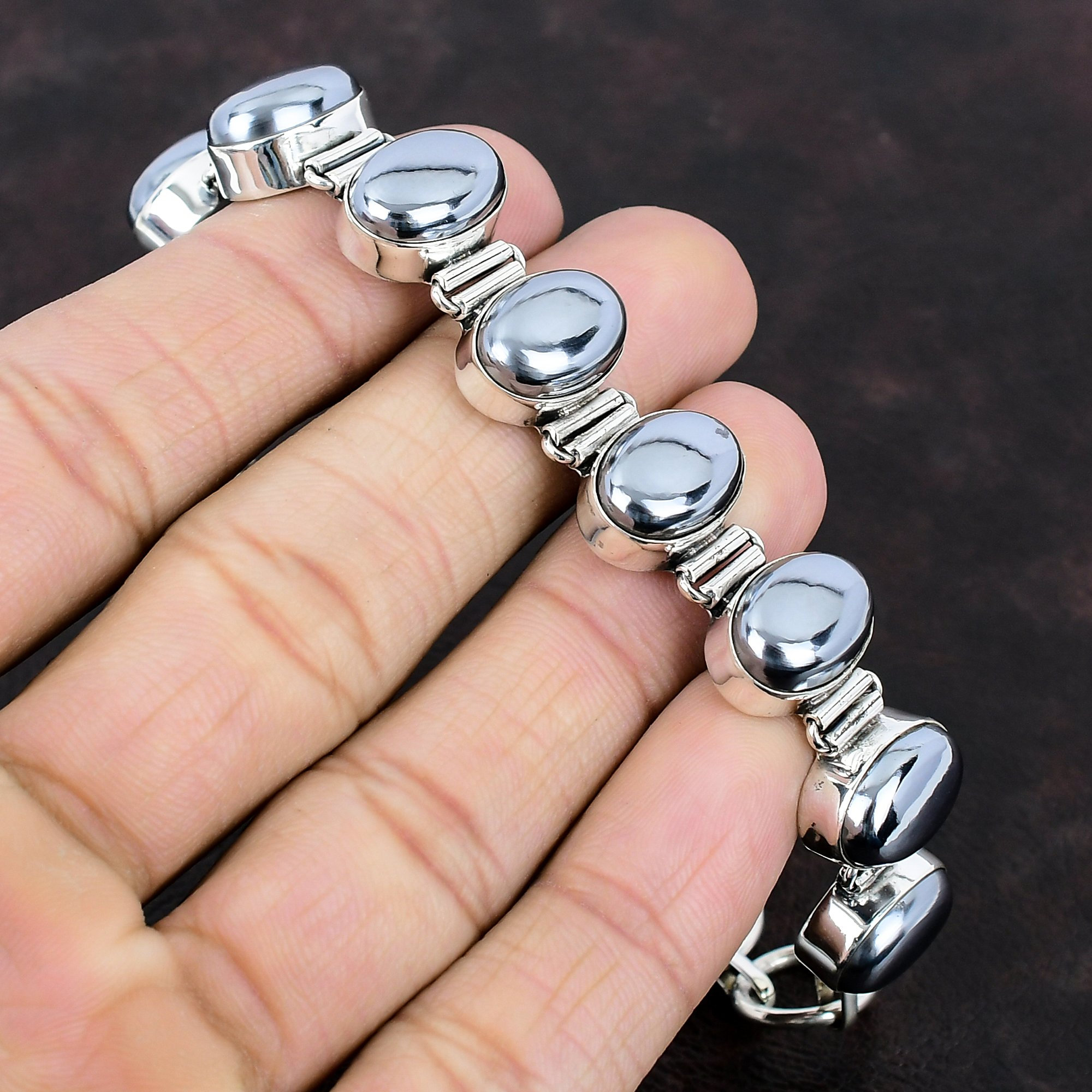 ハンドメイドのシュンガイト宝石ブレスレット：925スターリング