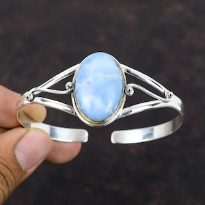 Owyhee Blue Opal Armreif: Handgefertigte 925 Sterlingsilber Armspange