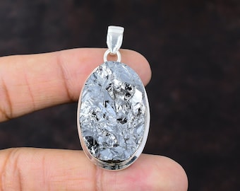Shungite Rough Pendant: Handmade 925 Sterling Silver Gemstone Jewelry