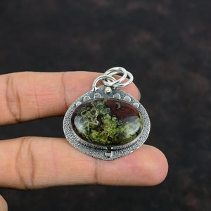 Dragon Bloodstone 925 Sterling Silver Pendant - Handmade Gemstone Jewelry
