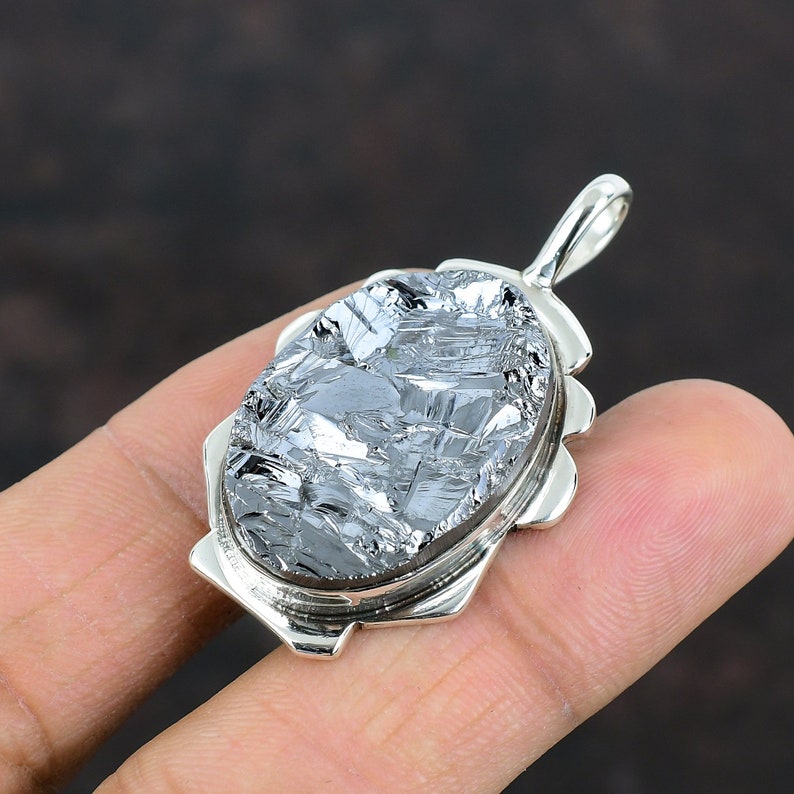 Shungite Rough Pendant Handmade Gemstone Pendant 925 Sterling Silver ...