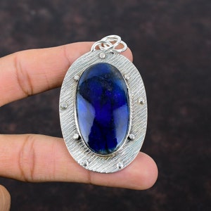 Blue Fire Labradorite Pendant: Handmade 925 Sterling Silver Gemstone Jewelry