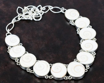 Shiva Eye Shell Necklace: Handmade 925 Sterling Silver, Adjustable Chain
