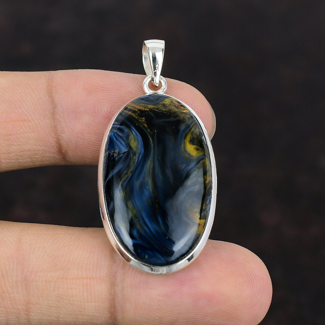 Pietersite Pendant Genuine Gemstone Pendant 925 Sterling Silver Pendant