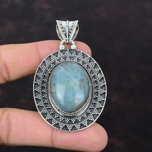 Aquamarine Pendant Beautiful Gemstone Jewelry 925 Sterling Silver Pendant Vintage Pendant Handmade Jewelry Gift For Mother Wonderful Pendant