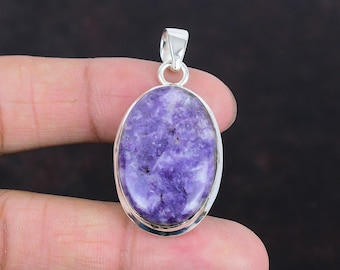 Lepidolite Pendant: Handmade 925 Sterling Silver Gemstone Jewelry