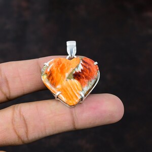 Spiny Oyster Copper Turquoise Pendant 925 Sterling Silver Pendant Gemstone Handmade Jewelry Heart Pendant Anniversary For Gift Women Pendant