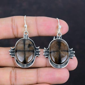 Chiastolite Earrings Natural Gemstone Earring Unique Jewelry 925 Sterling Silver Earring Handmade Earring Chiastolite Jewelry Gift For Women