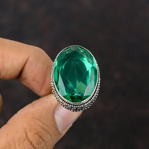 Handmade Chrome Diopside Ring: Antique Sterling Silver Gemstone Jewelry