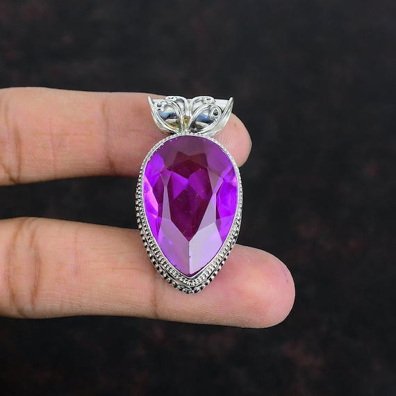 ファセット加工のピンクトルマリン925スターリングシルバーペンダント