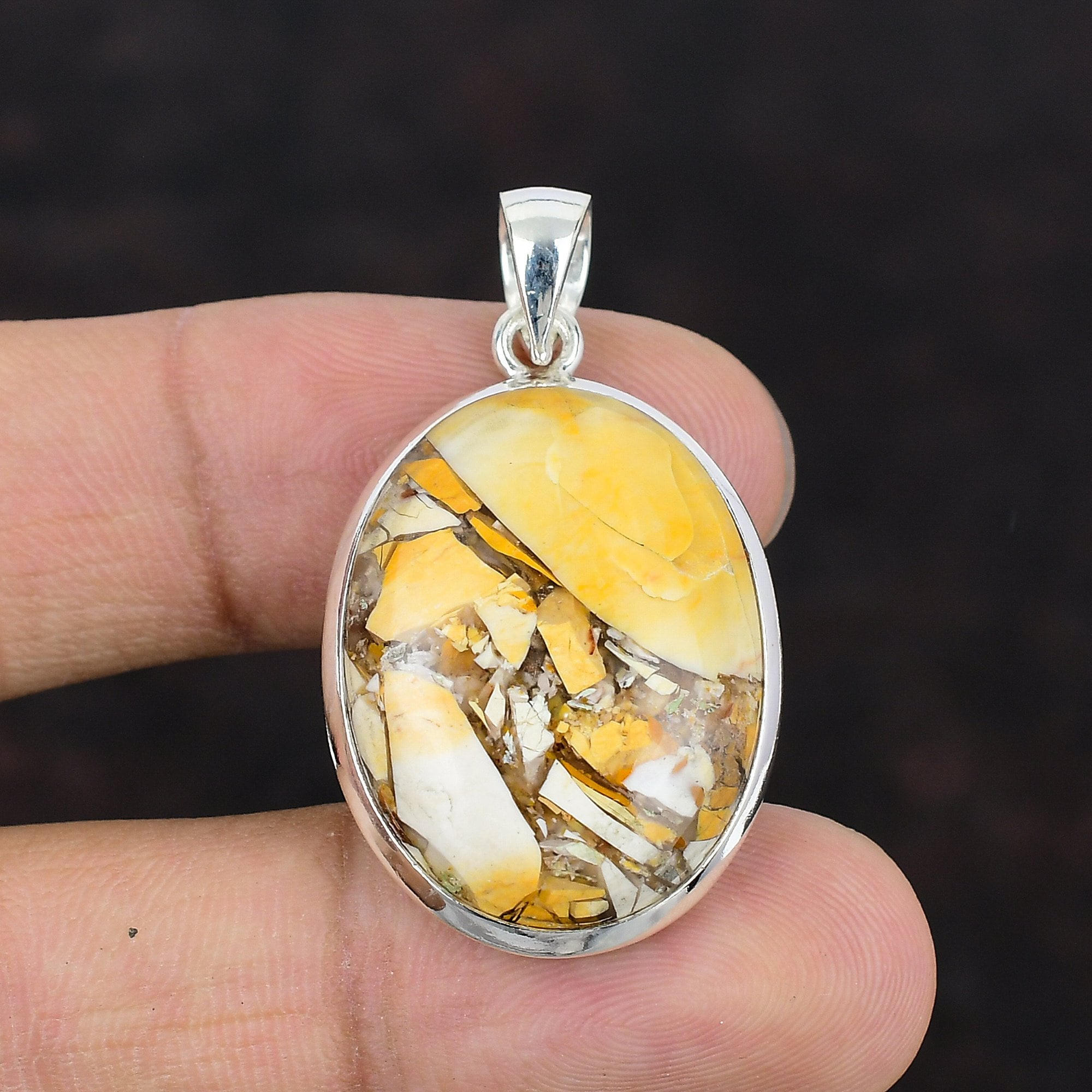 Brecciated Mookaite Pendant: Handmade 925 Sterling Silver Gemstone