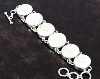 Shiva-oogschelparmband: handgemaakte 925 sterlingzilveren verstelbare ketting