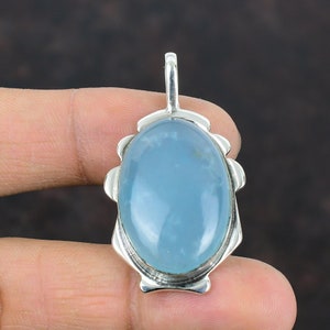 Aquamarine Pendant Natural Gemstone Pendant Handmade Antique Jewelry 925 Sterling Silver Pendant Birthstone Pendant Silver Jewelry For Gifts