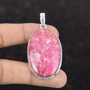 Handmade Thulite Pendant: 925 Sterling Silver Ethnic Jewelry