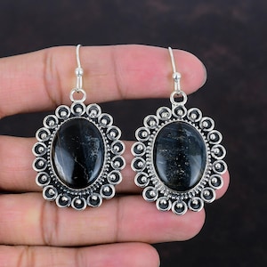 Handmade Pietersite Earrings: Oval Gemstone, 925 Sterling Silver