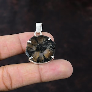 Handmade Chiastolite Pendant: 925 Sterling Silver Gemstone Jewelry