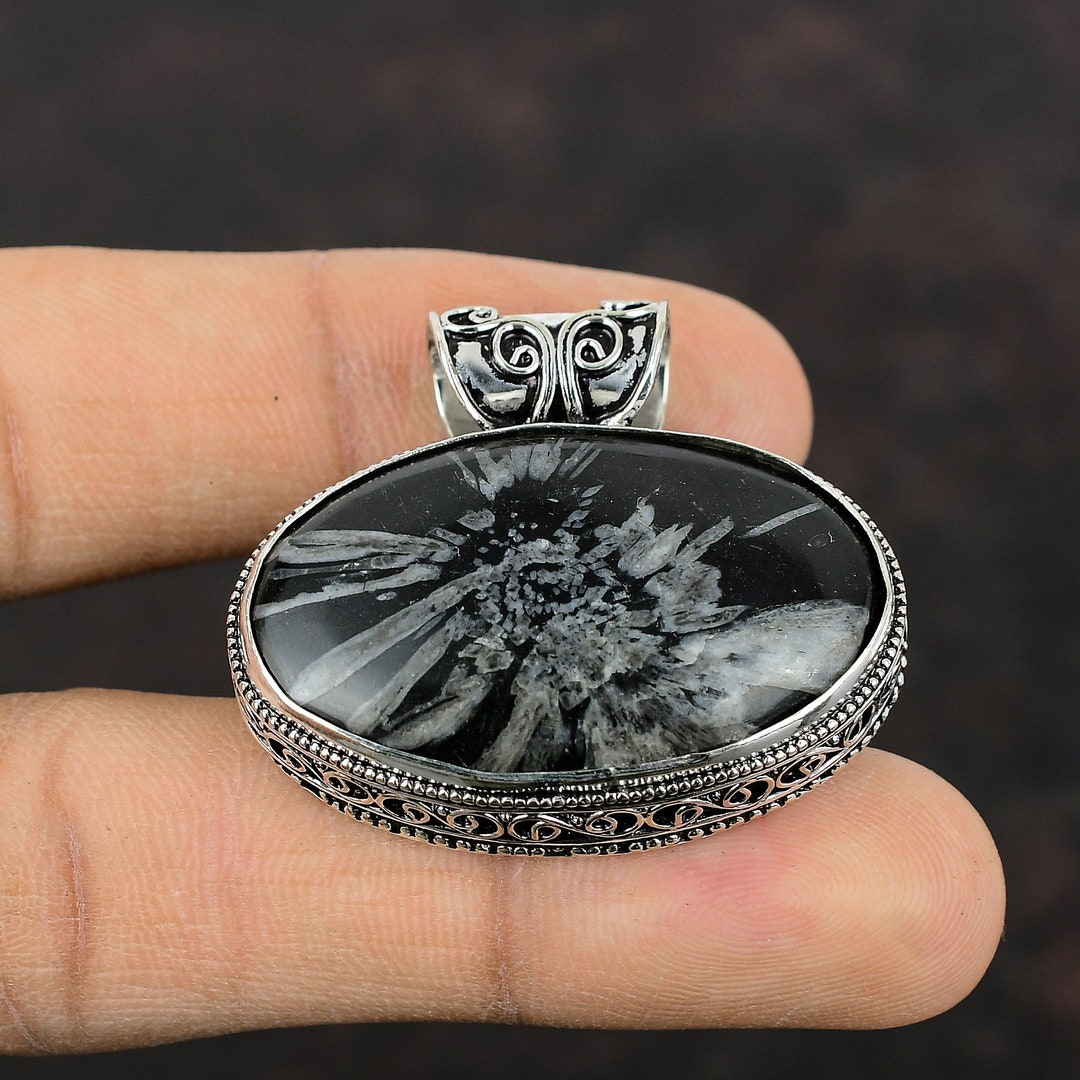 Chrysanthemum Gemstone Pendant Handmade Jewelry 925 Sterling Silver