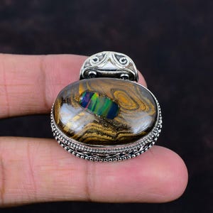 Colgante de ópalo etíope en forma de roca, colgante de piedra preciosa, colgante de plata de ley 925, colgante hecho a mano, regalo para esposa, maravillosa joyería vintage.