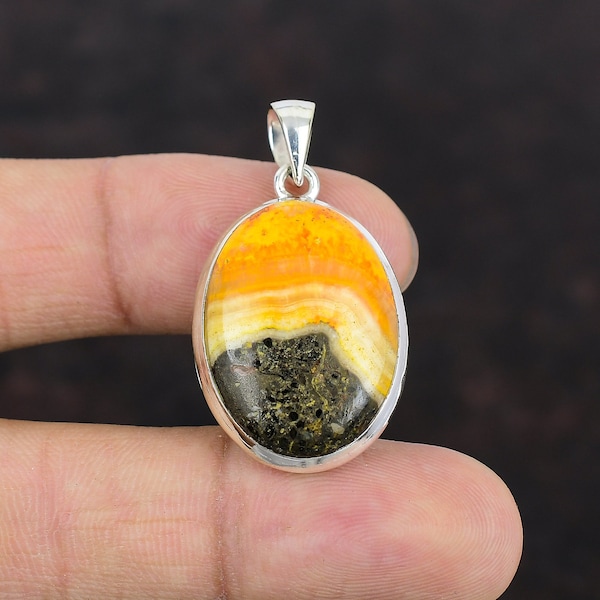 Bumble Bee Jasper Pendant Original Gemstone Pendant 925 Sterling Silver Pendant Jasper Handmade Jewelry For Gift Latest Design Pendant