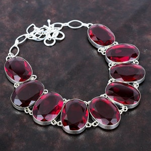 Faceted Mozambique Garnet Necklace: Handmade Sterling Silver Adjustable Chain