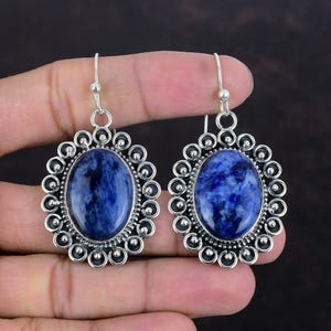 Sodalite Earring 925 Sterling Silver Earring Designer Earrings Sodalite Gemstone Jewelry Anniversary Gifts Decent Earring Handmade Jewelry