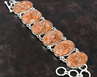 Sunstone Bracelet: Handmade 925 Sterling Silver Boho Jewelry