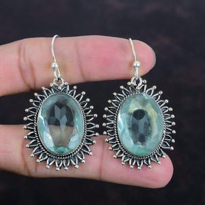 Handmade Faceted Apatite Earrings: 925 Sterling Silver Gemstone Jewelry