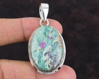 Ruby Fuchsite Gemstone Pendant: Handmade 925 Sterling Silver Jewelry