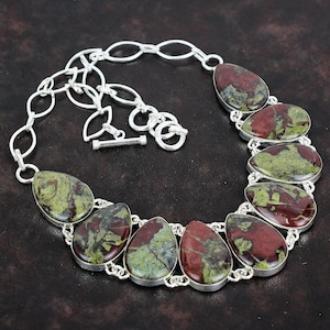 Dragon bloodstone necklace 925 sterling silver necklace adjustable chain necklace original gemstone necklace handmade jewelry gifts for mom