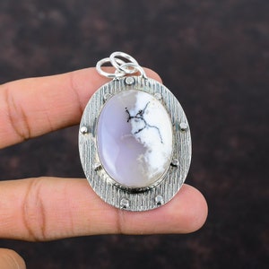 Handmade Dendrite Opal Pendant: 925 Sterling Silver Gemstone Jewelry