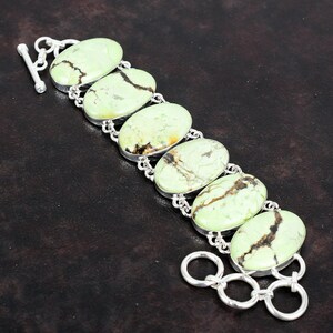 Handgemaakte armband citroenchrysopraas: 925 sterlingzilver verstelbare ketting