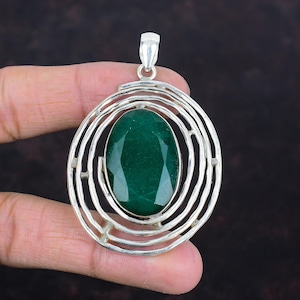 Handmade Zambian Emerald Pendant: 925 Sterling Silver Gemstone Jewelry