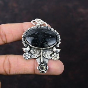 Handmade Picasso Jasper Pendant: Sterling Silver Dragonfly Boho Jewelry