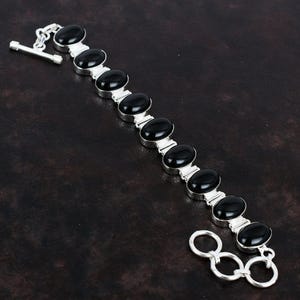 Black Onyx Bracelet 925 Sterling Silver Bracelet Adjustable Chain Bracelet Handmade Antique Jewelry Gifts For Her Natural Gemstone Bracelet
