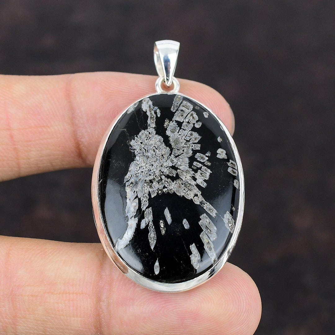 Pendentif Ethnique Fait Main Argent 925 Spinelle Noir - Bijou Femme Larme Réglable