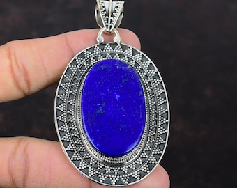 Lapis Lazuli Pendant: Handmade 925 Sterling Silver Ethnic Jewelry