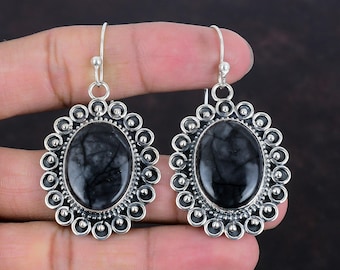Handmade Picasso Jasper 925 Sterling Silver Boho Earrings