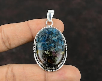 Handgemachter Wassermelonen-Turmalin 925 Sterling Silber Anhänger