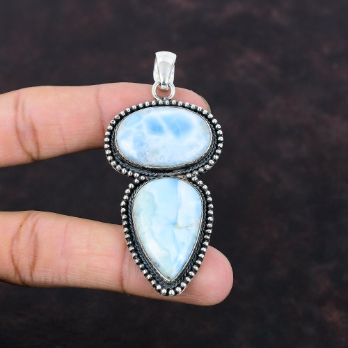 ヴィンテージハンドメイドブルーレースアゲート925スターリング