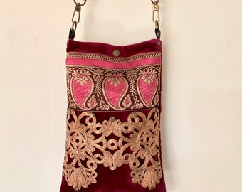 Velvet Bag Velvet Shoulder Bag Bohemian Purse Boho Velvet Evening Bag