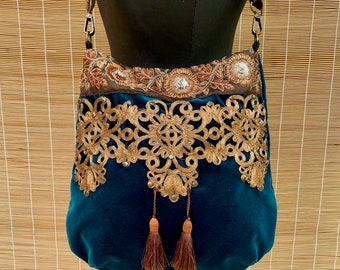 Velvet Bag Velvet Shoulder Bag Bohemian Purse Boho Velvet Evening Bag