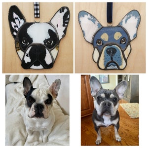 Custom Stained Glass and Paint Accents Pet Portrait 5&quot; Ornament with Ribbon / 8&quot; Suncatcher with Chain