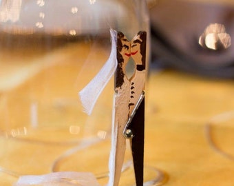 Wedding clothespin couple