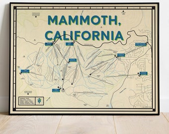 Mammoth Ski Resort Map Art Print | California Poster