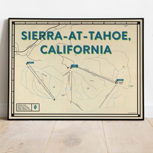 Sierra-at-Tahoe Ski Resort Map Poster | Lake Tahoe Art Print | Cabin Home Decor | Skier Snowboarder Gift