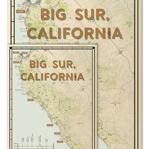Big Sur Coast Map Poster | California Highway 1 Art Print | Boho Home ...