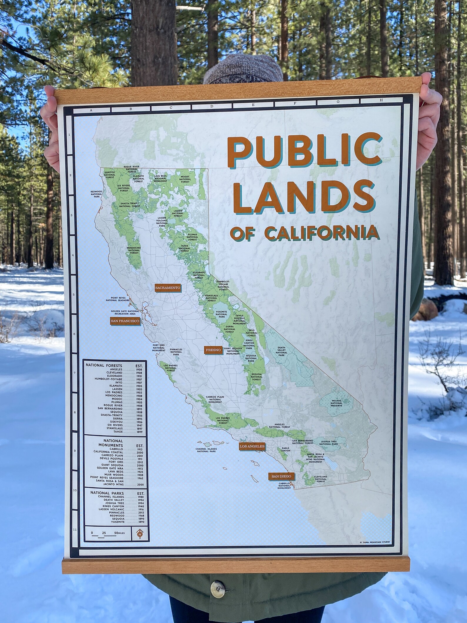 California Public Lands Map Poster California National Parks Etsy
